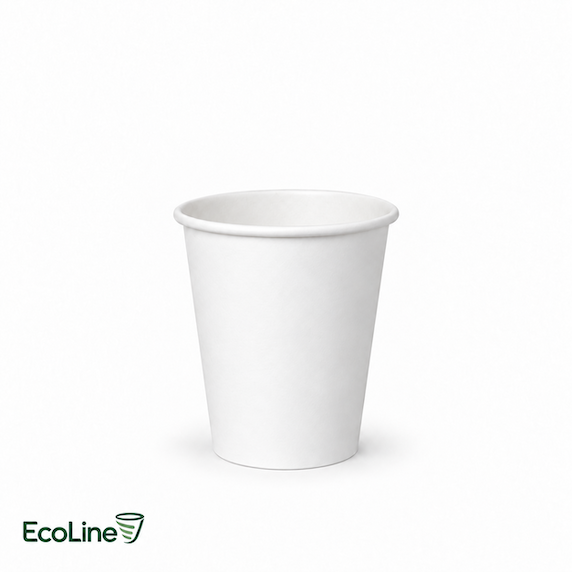 Baltas popierinis puodelis | EcoLine, 7oz | 200ml, 1000 vnt/dėž
